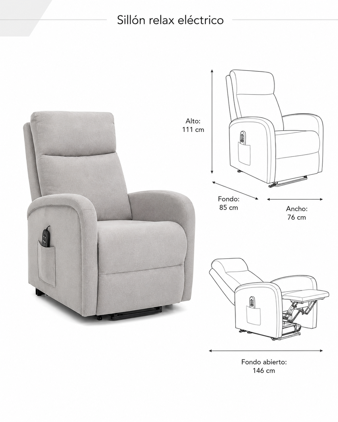 Sillón relax eléctrico PowerLift - London - Imagen 4